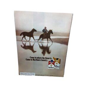1974 Marlboro Cigarettes Cowboy Bringing In A Horse Original Print Ad 70s